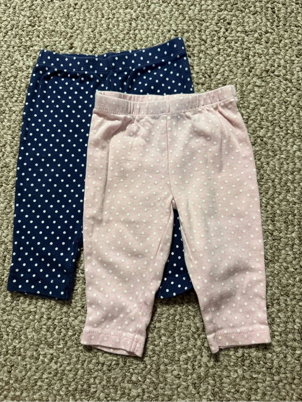 Set of 2 Baby Girl Carter's Polka Dot Pants Leggings Navy & Pink 6 Months